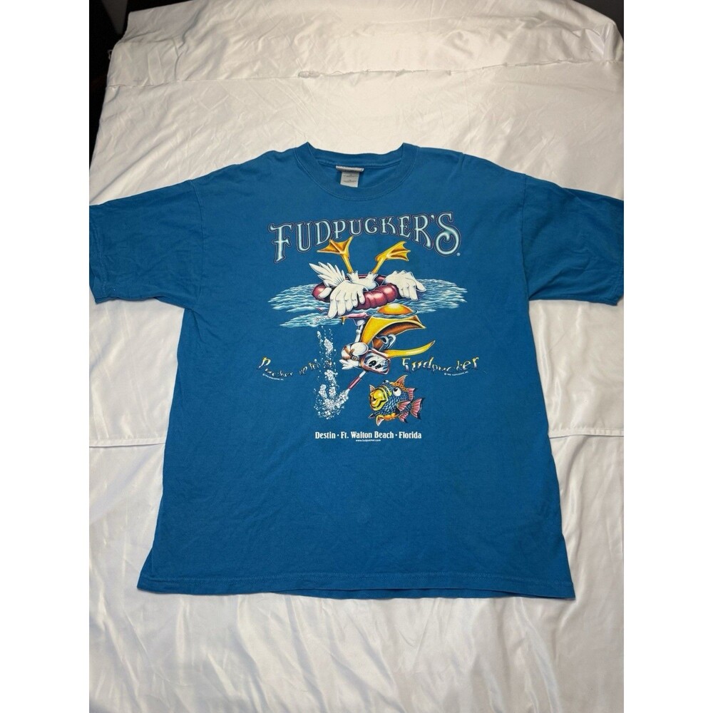 Vintage 90s Destin FL Fudpuckers Bar & Grill Double Sided 1995 Graphic Shirt XL